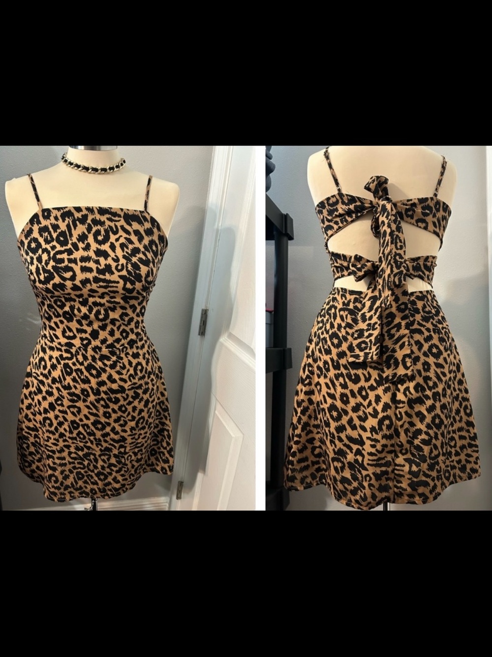 Leopard Tie Back Slip Dress